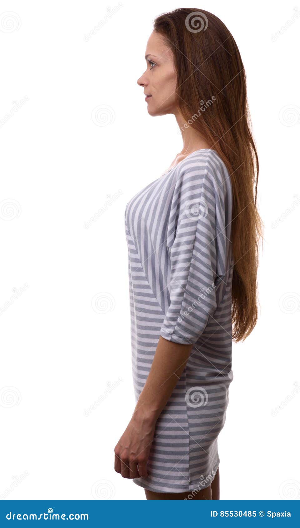profile of confident casual woman looking forward