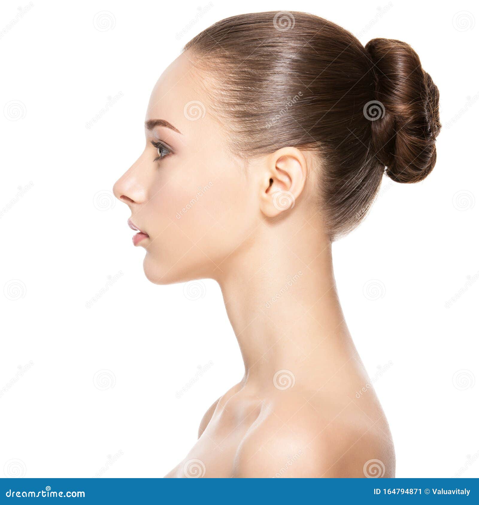 Profile Face of Young Woman with Clean Skin Stock Image - Image of ...