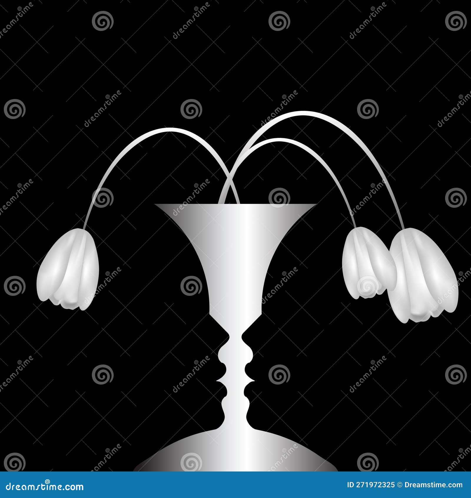 A Kiss Impending with Tulips Bending Stock Vector Illustration of object, concept 271972325