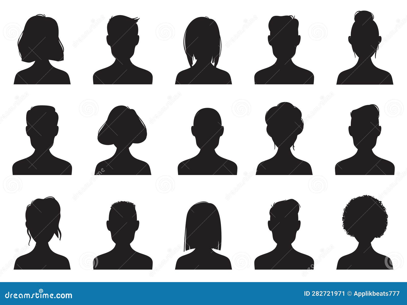 Profile Icons Silhouettes. Anonymous People Face Silhouette, Woman and ...