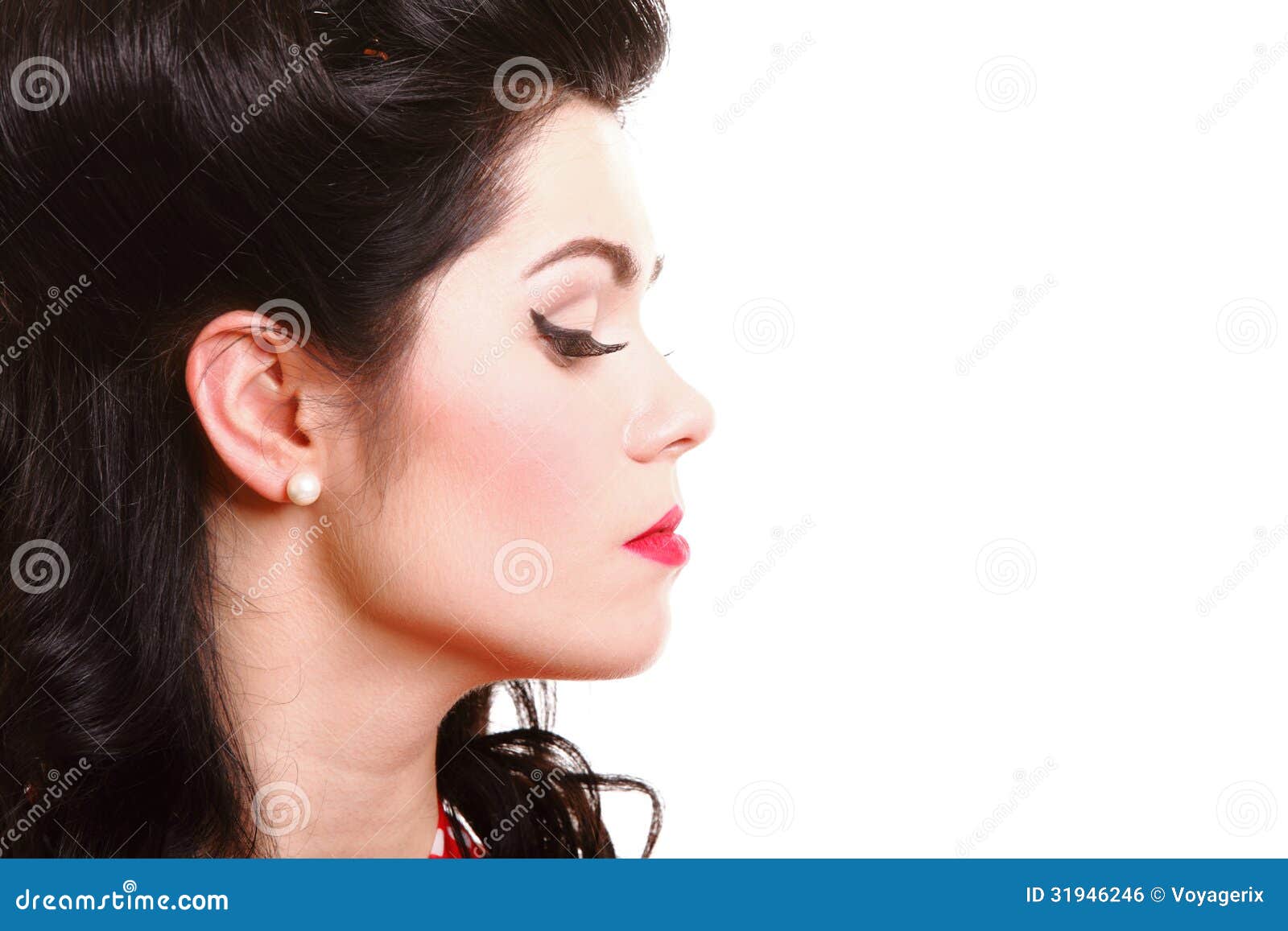 Profile, Pin-up Girl Make-up and Vintage Hairstyle Stock Photo - Image of  background, girl: 31946246