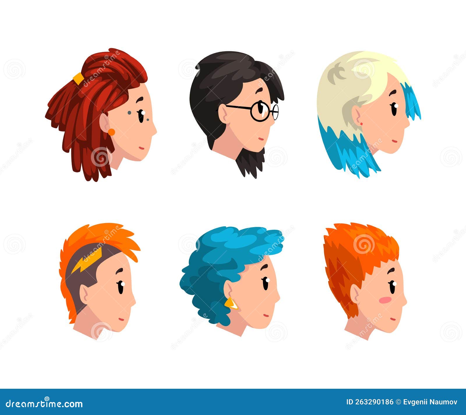 Girl head profile cute cartoon person side view Vector Image