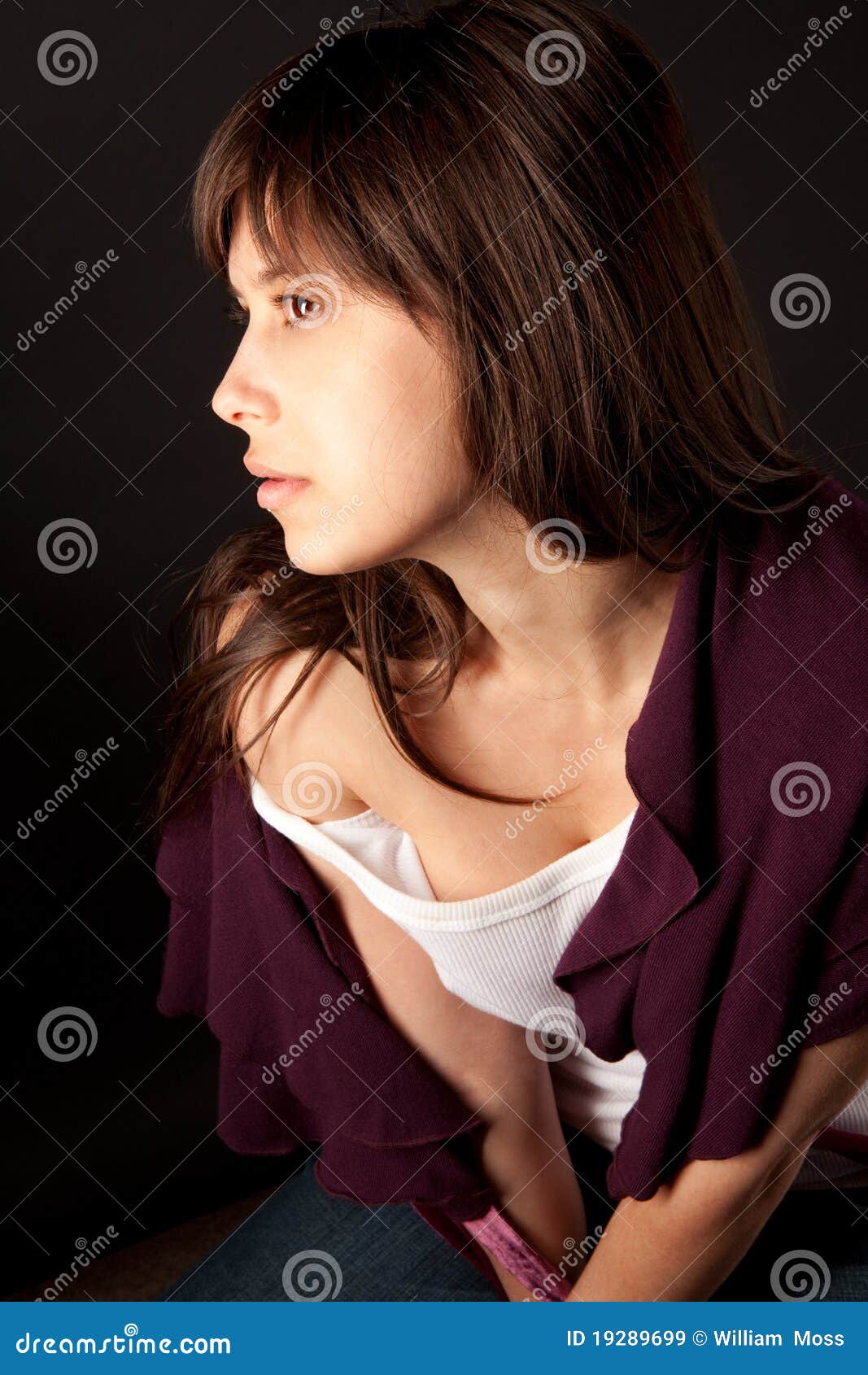 Profile of Pretty Woman stock image. Image of black, contemplative
