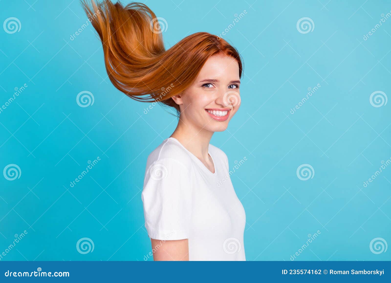 Profile Side Photo of Young Attractive Girl Happy Positive Smile Air Fly Ginger Hair Treatment Isolated Over Blue Color Stock Photo - Image of positive, leisure: 235574162 Profile Side Photo of Young Attractive Girl Happy Positive Smile Air Fly Ginger Hair Treatment Isolated Over Blue Color Stock Photo - Image of positive, leisure: 235574162