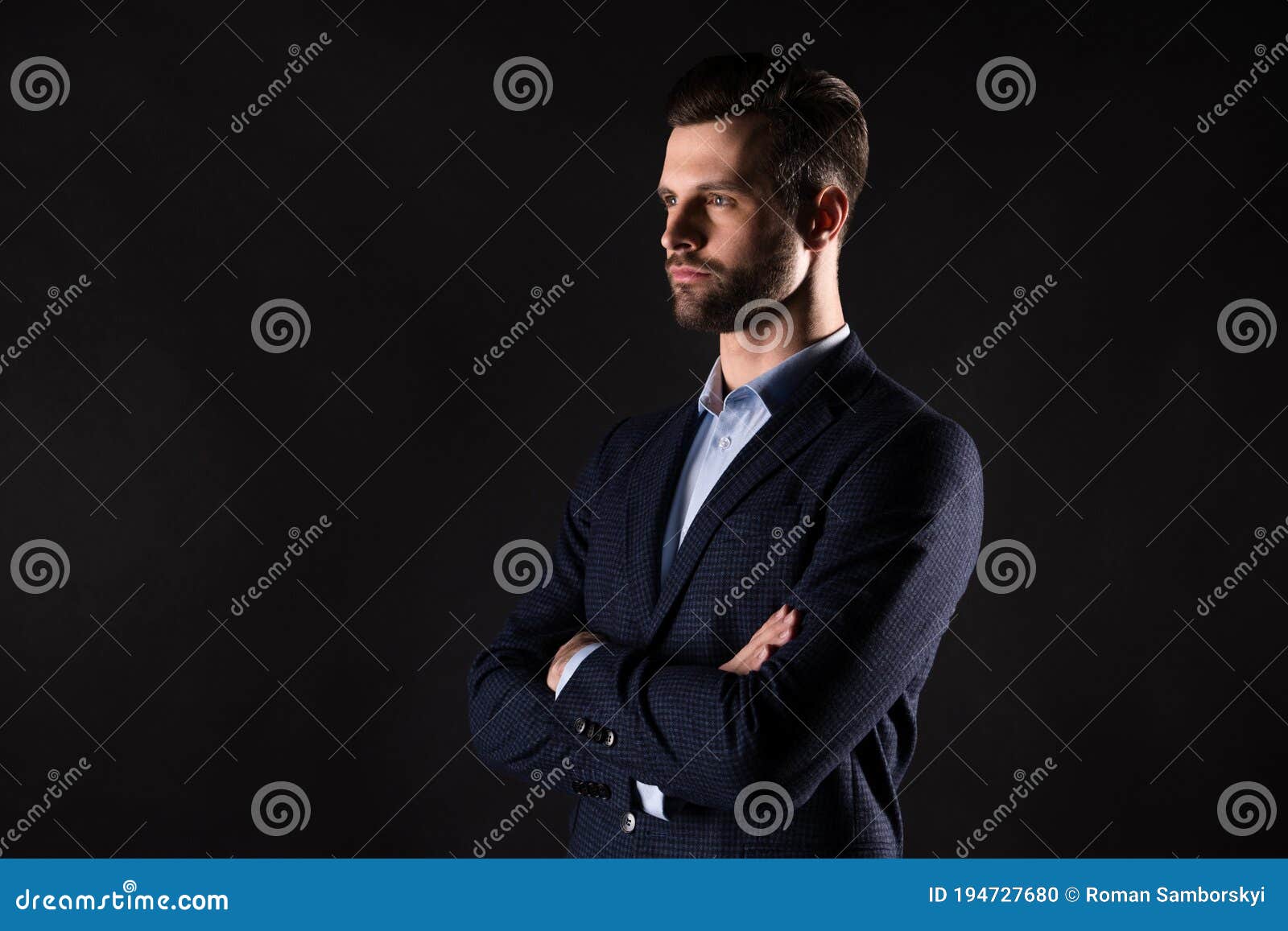 Profile Side View Portrait of His he Nice Attractive Content Elegant ...