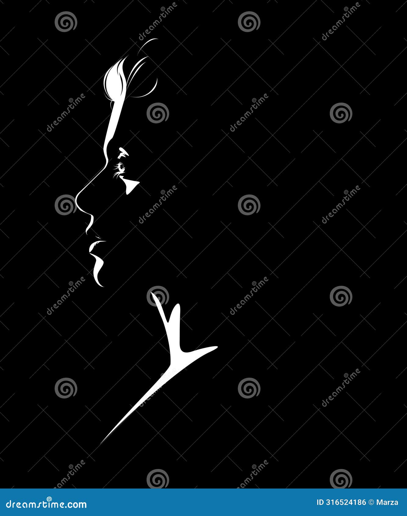 profile silhouette of young woman in backlight