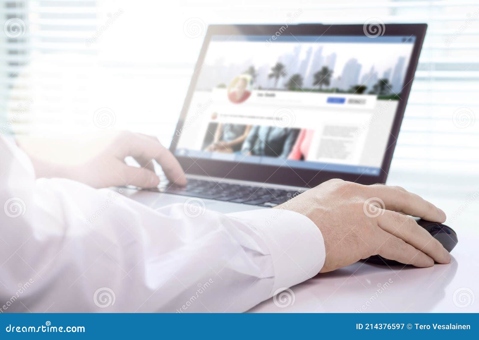 profile in social media portal. personal or job website page for employee. status update, friend request or online message.