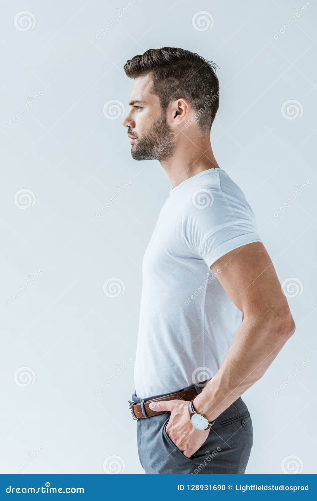 Profile View Of Handsome Bearded Man Stock Photo Image Of People Style