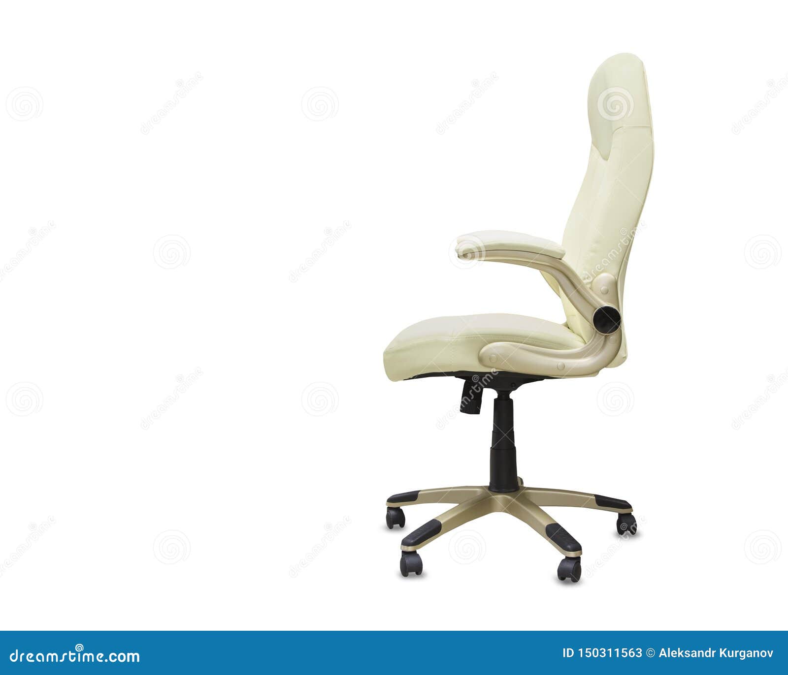 Profile View of Office Chair from Beige Leather. Isolated Stock Image ...