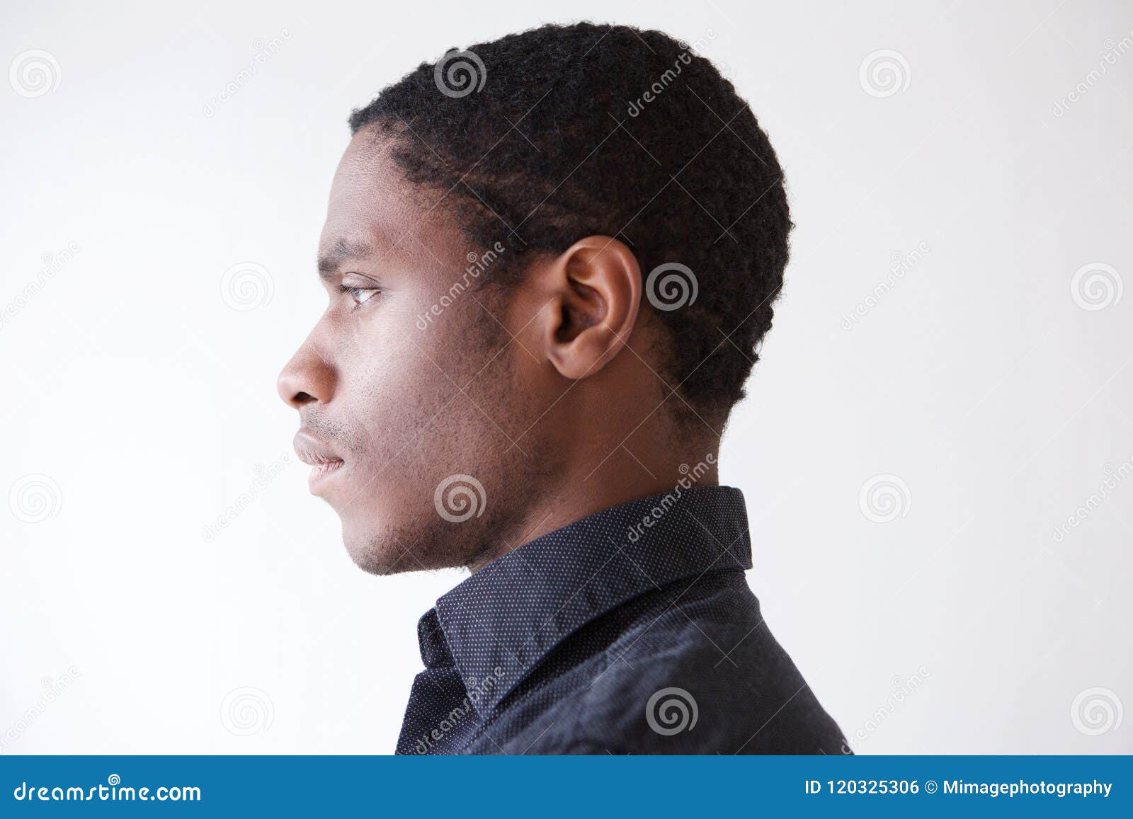 Profile Young African Man Against White Background Stock Photo Image
