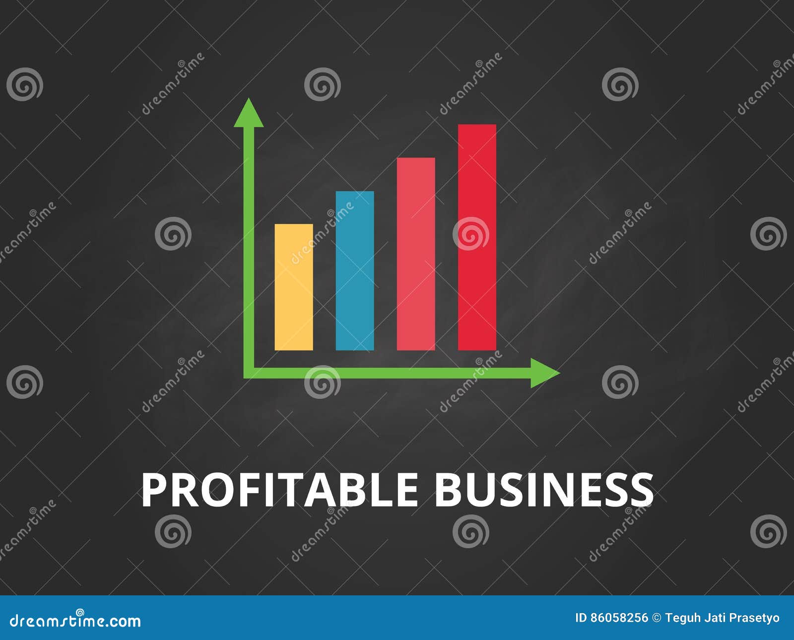 Profitable Business Chart Illustration with Colourful Bar, White Text