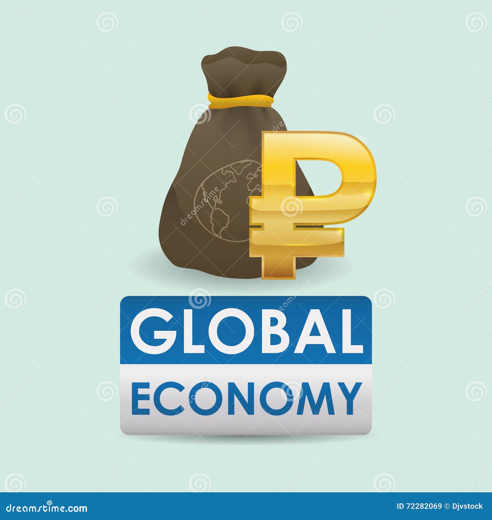 Progettazione di economia globale Icona dei soldi Illustrazione isolata. Concetto di economia globale con progettazione dell'icona, grafico dell'illustrazione 10 ENV di vettore