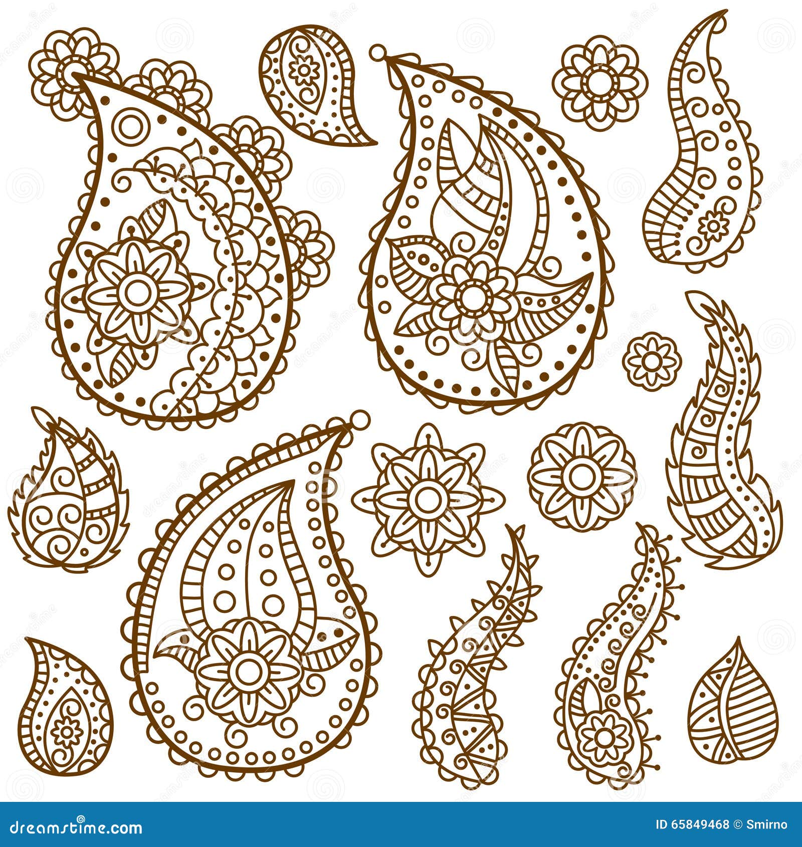 Progettazione Di  Scarabocchi Di  Henna  Paisley Flowers 