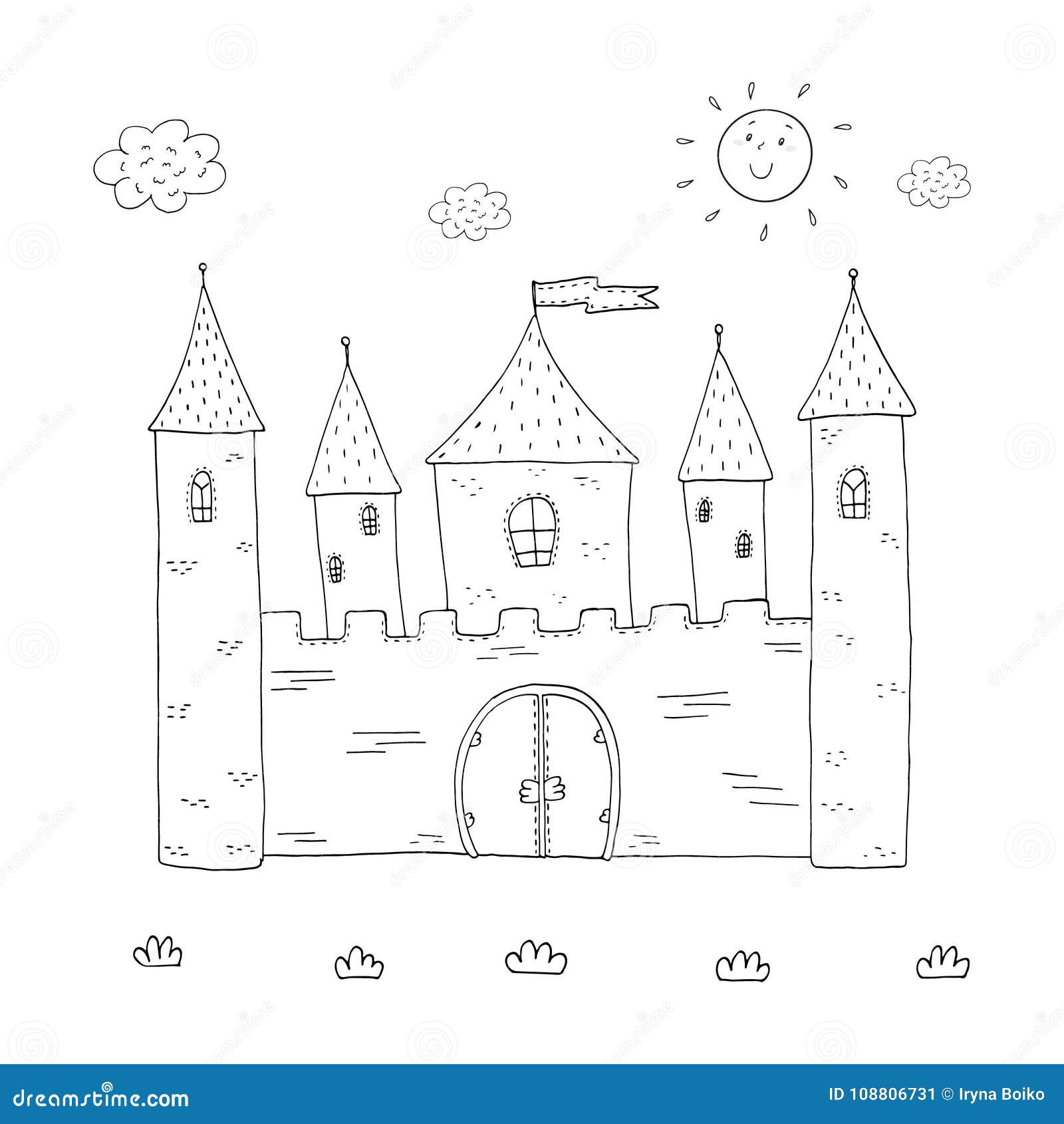 Progettazione Magica Del Castello Del Libro Da Colorare Per I Bambini Illustrazione Vettoriale Illustrazione Di Sorriso Cielo