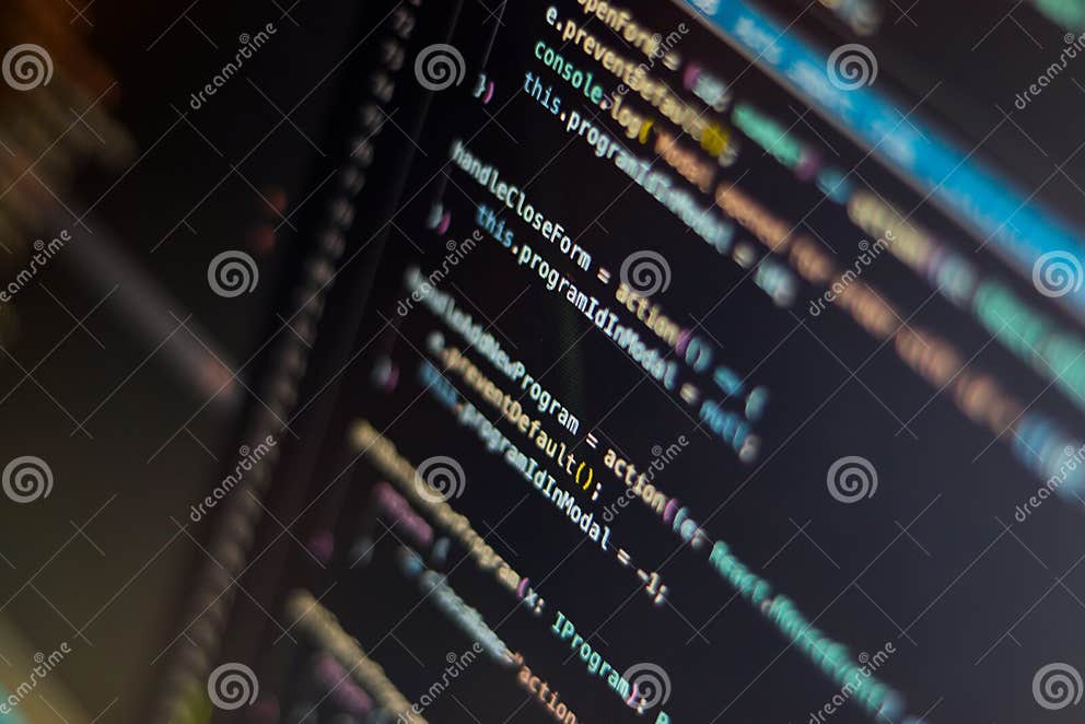 Program Code Visualization on Computer Display Close-up Stock Photo ...