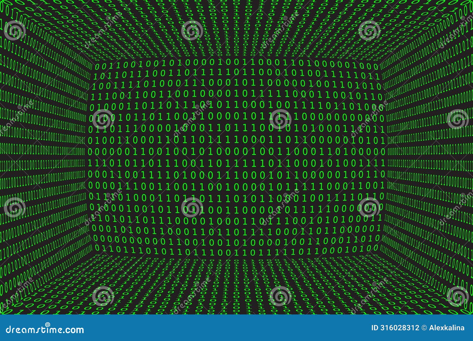 program datum 3d background. green programming binary coding. matrix 