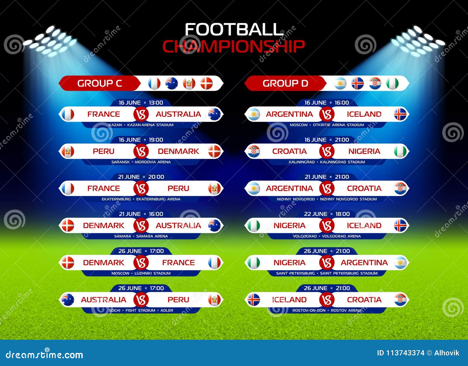 Programme De Match De Championnat Du Football En Russie 2018 Image stock éditorial - Illustration du programme, russie: 113743374