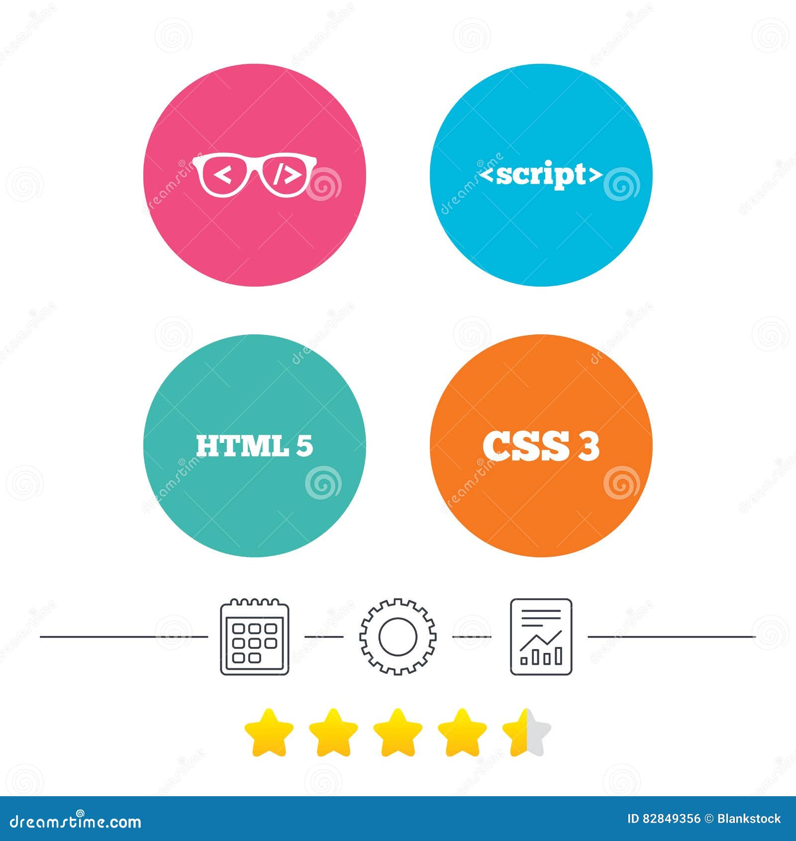 HTML5 CSS3 JS Icon Set. Web Development Logo Icon Set Of Html, Css And ...