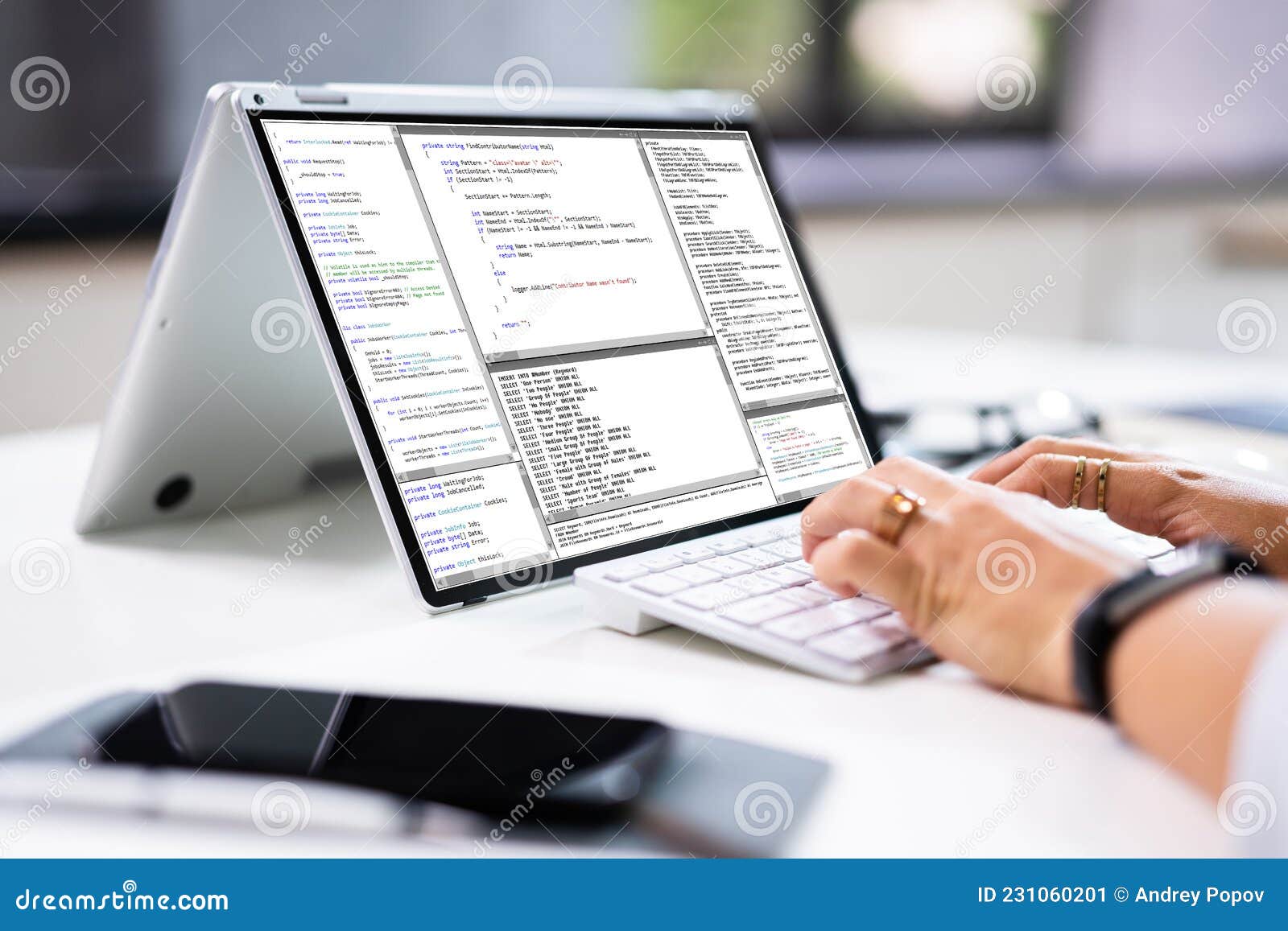 Programmer or Coder at Office Desk Stock Image - Image of women, source ...