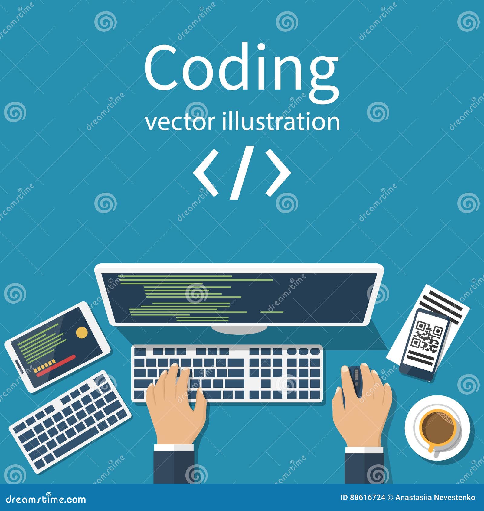 Programmer, coder vector stock vector. Illustration of concept - 88616724