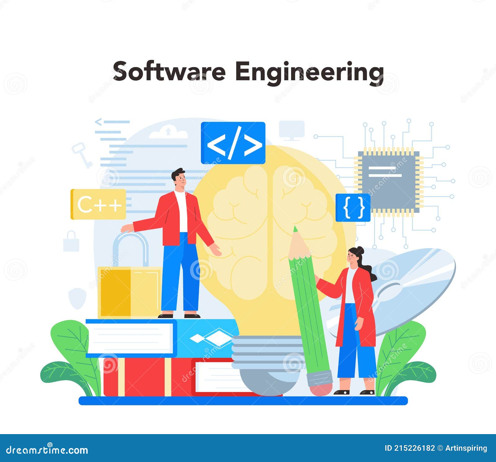 Programmer Concept. Idea of Coding, Testing and Writing Program Stock