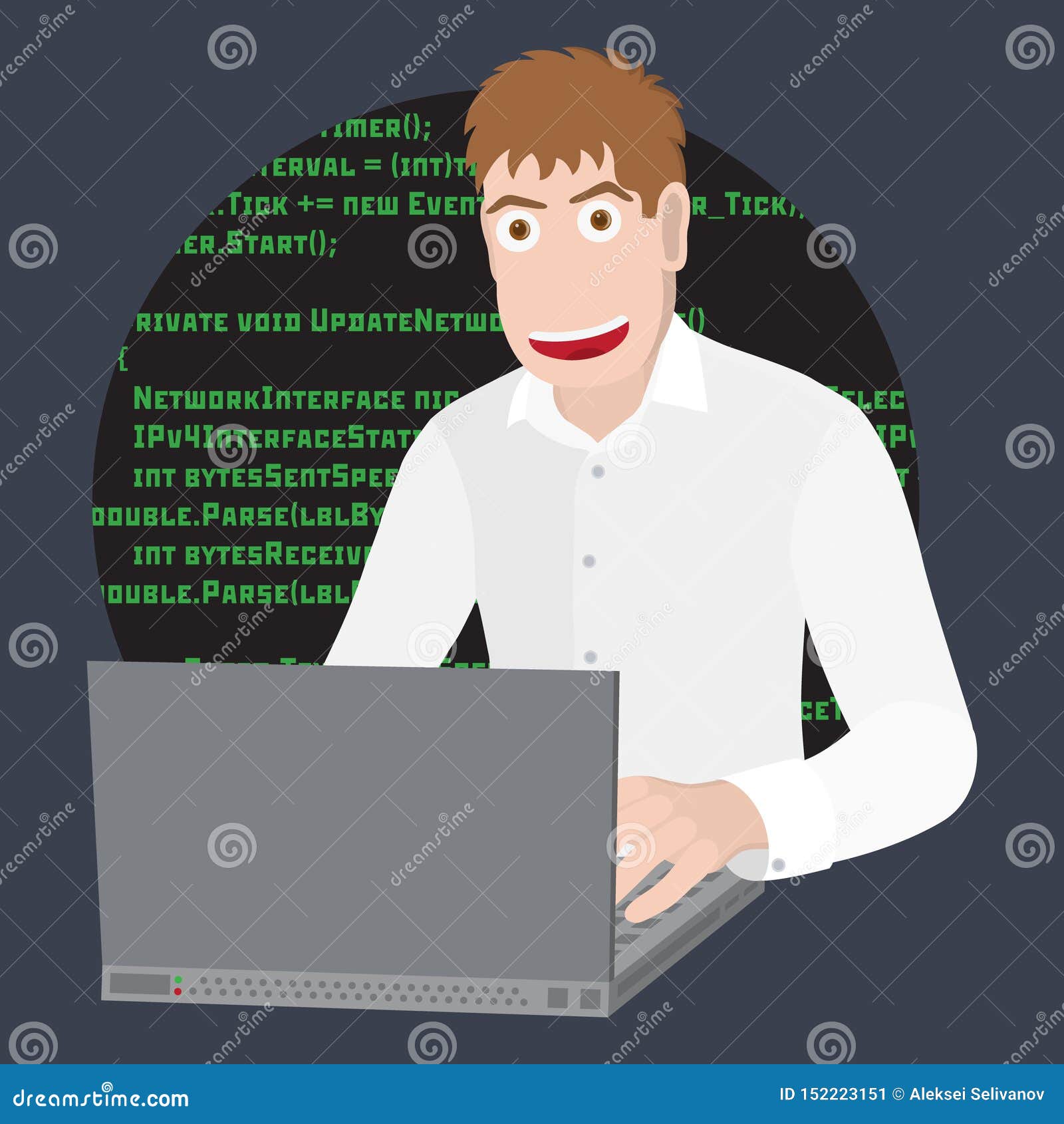 Programmer or Developer with Laptop. Programming Software or Web in  Computer. Vector Flat Cartoon Illustration. Stock Vector - Illustration of  design, line: 152223151