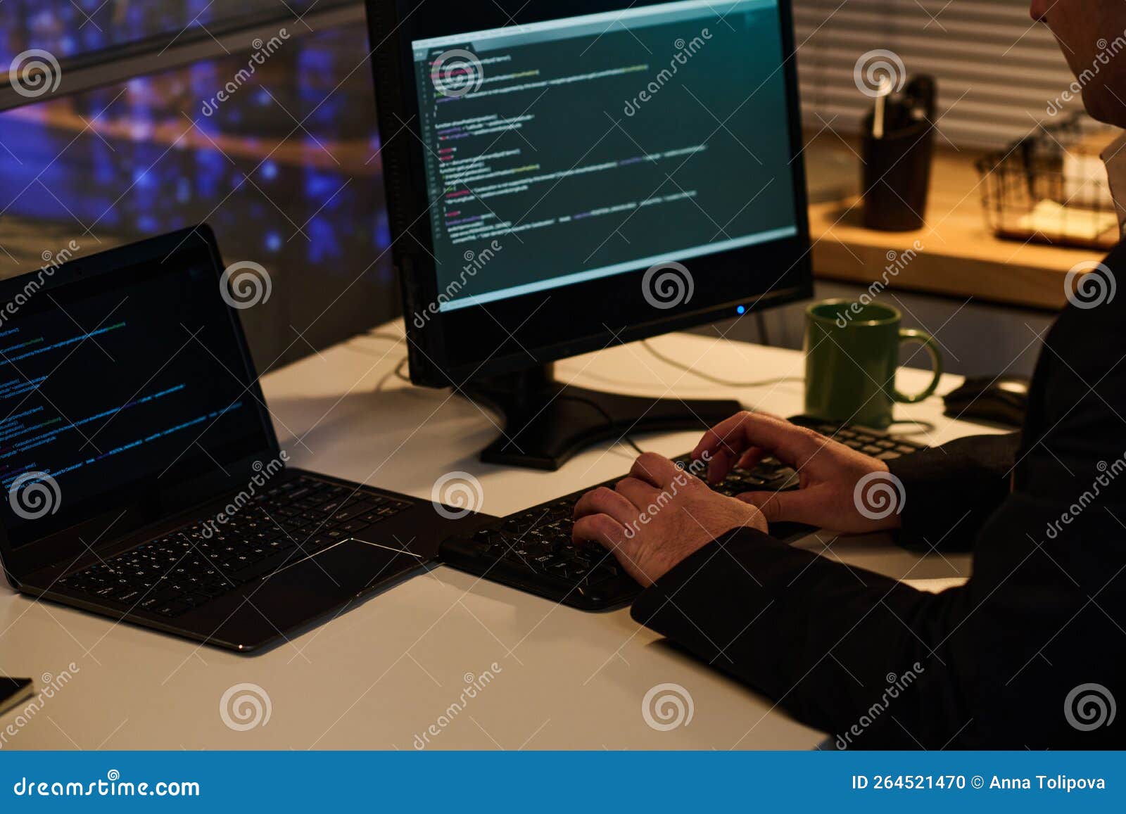 Programmer Developing Computer Program with Codes Stock Photo - Image ...