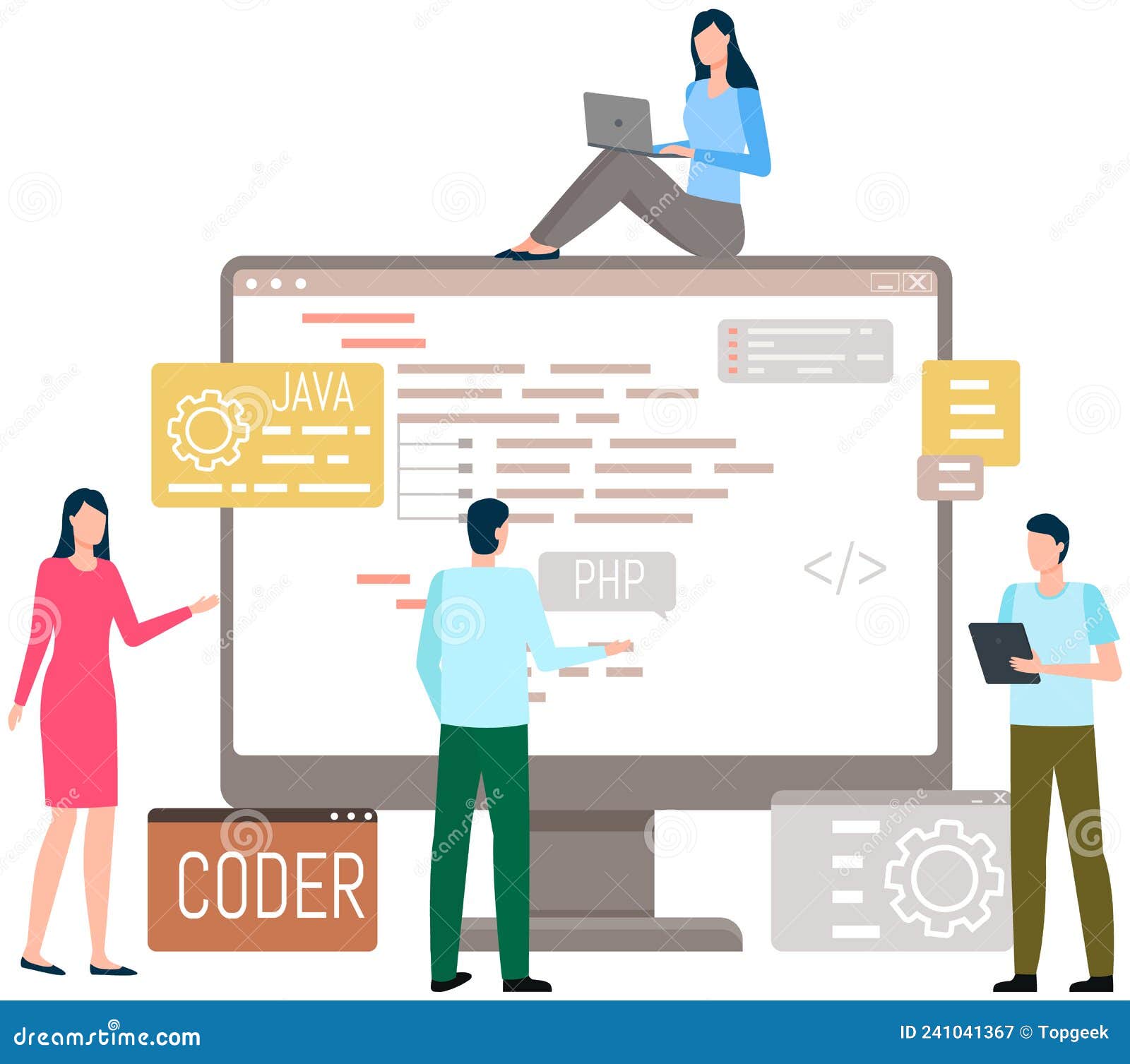 Programmer Engineering and Coding. Set of Programmers Working on Web ...