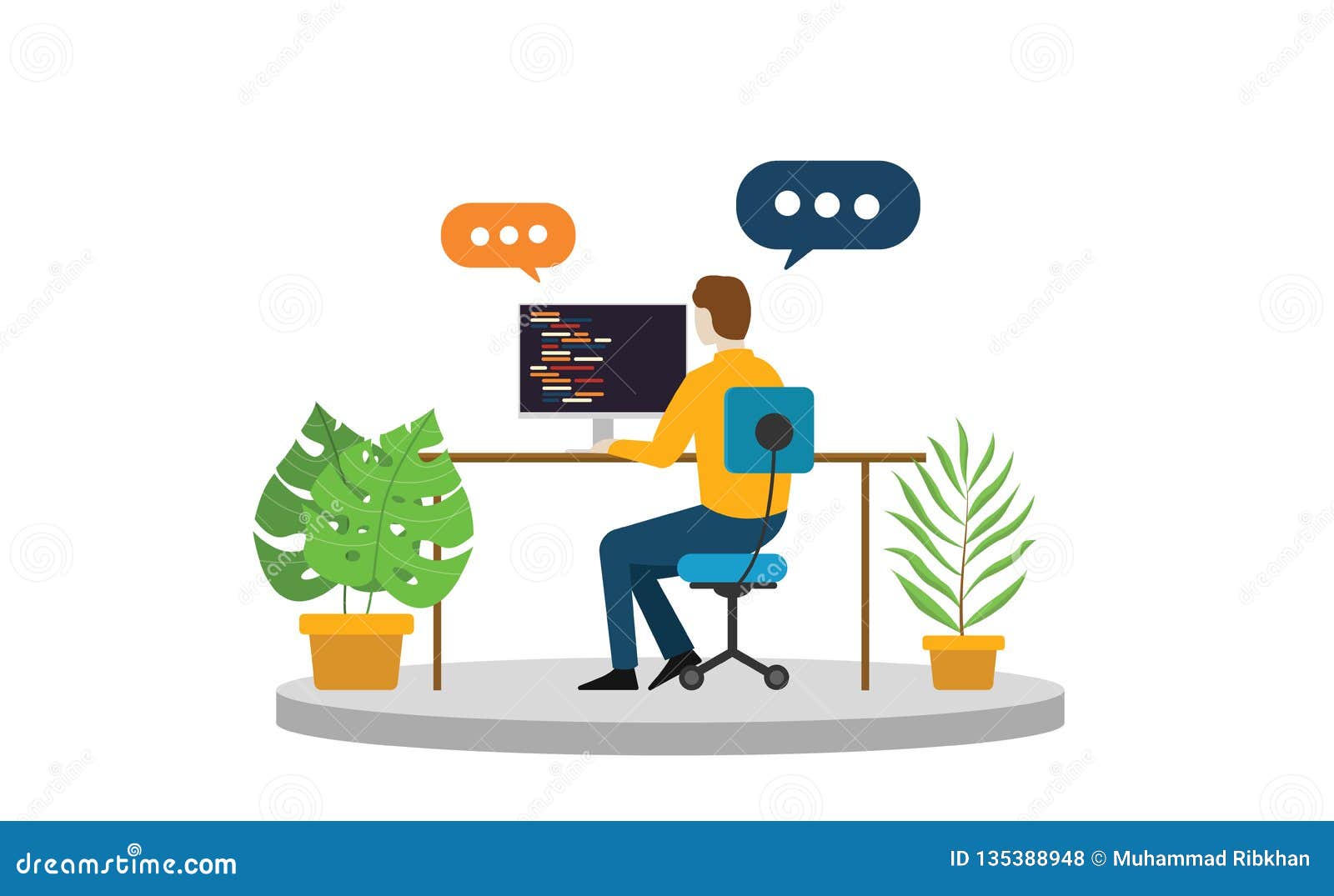 Programmer Or Freelancer Business Person Sitting And Working Alone
