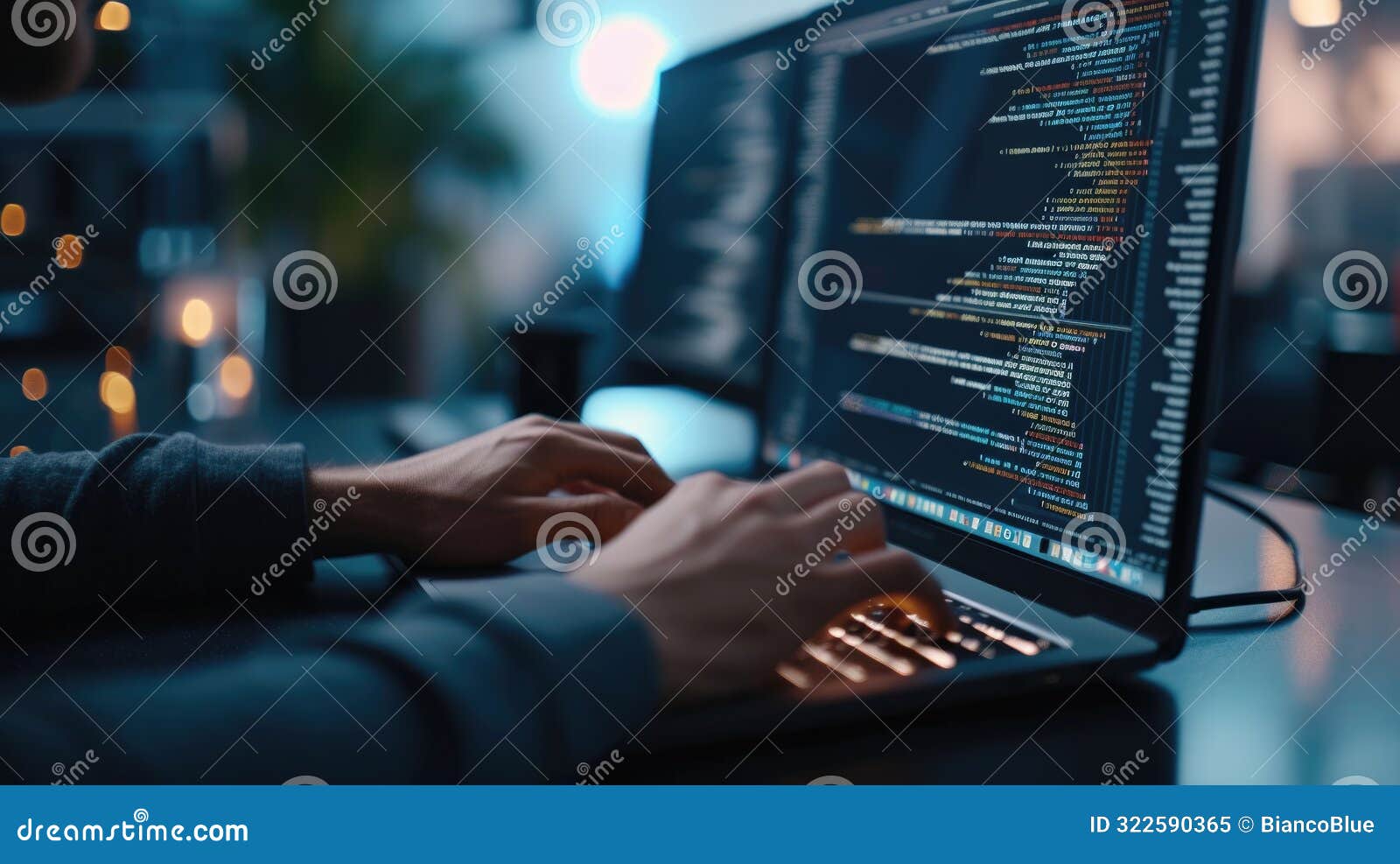 Programmer Immersed in Late Night Coding Session AIG41 Stock Image ...