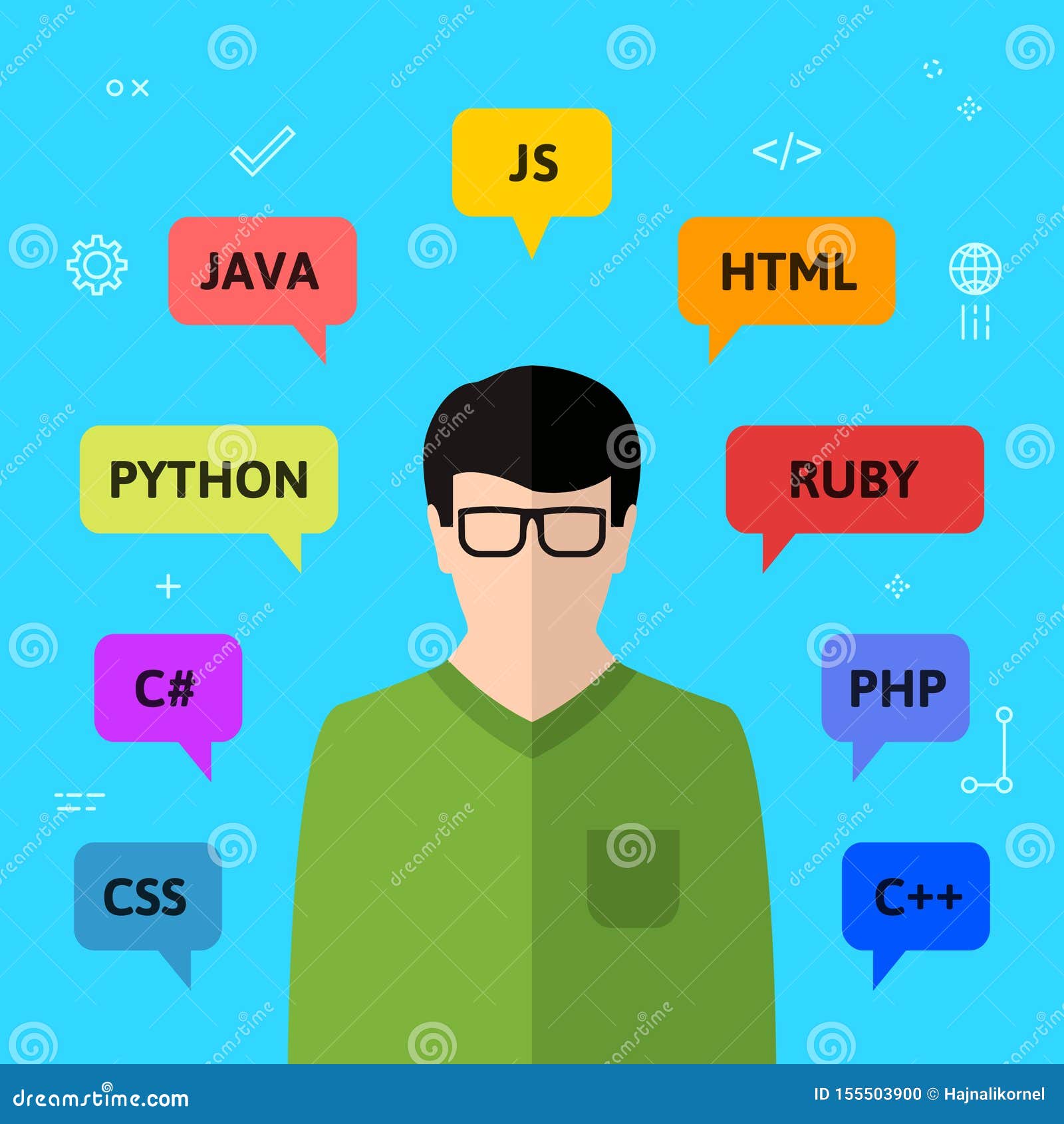 Programmer and Programming Languages Concept Stock Vector ...