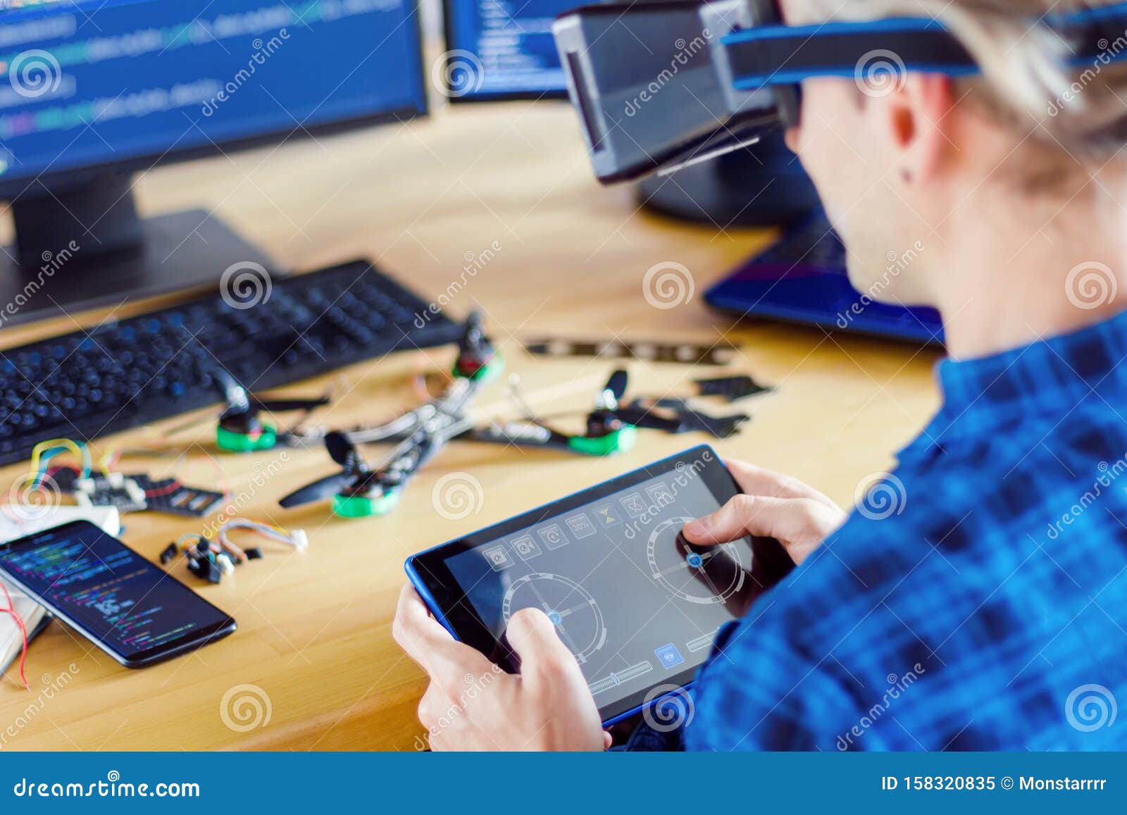 Software Developer, Freelancer Working with Hardware Stock Image
