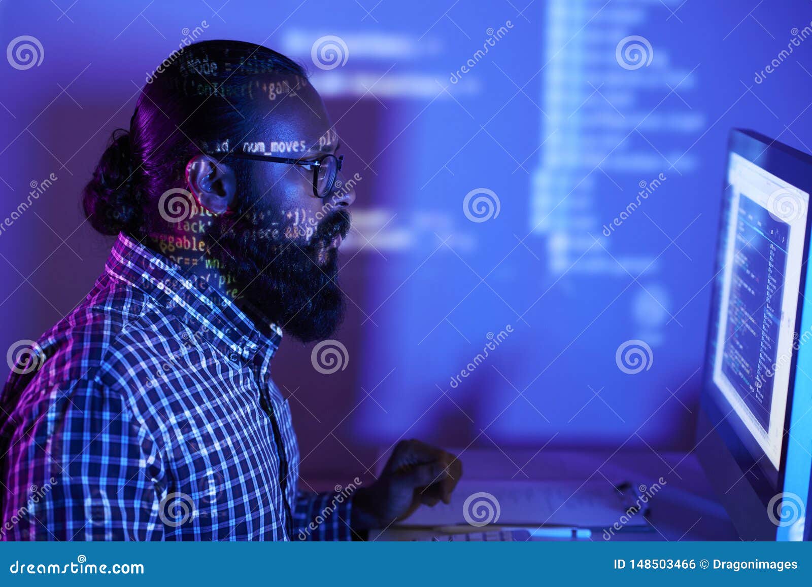 Programmer Working with Software Stock Photo - Image of data ...