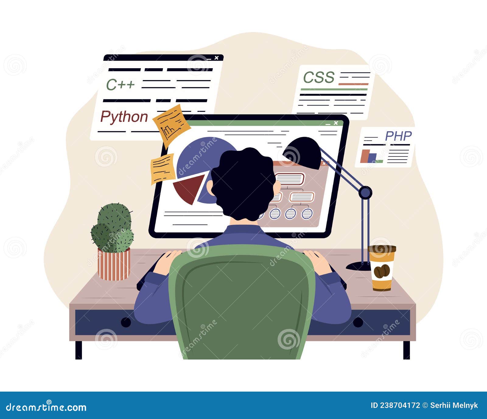 Set of programmers working stock vector. Illustration of programming ...