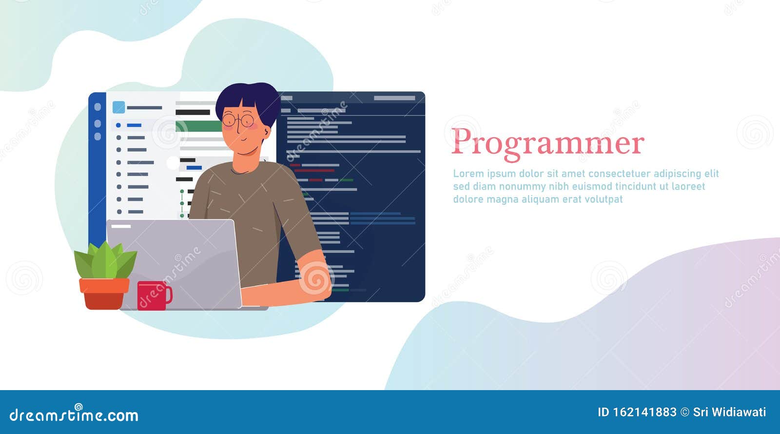 Programmer Working Writing Code on Laptop with Line of Code Programming ...