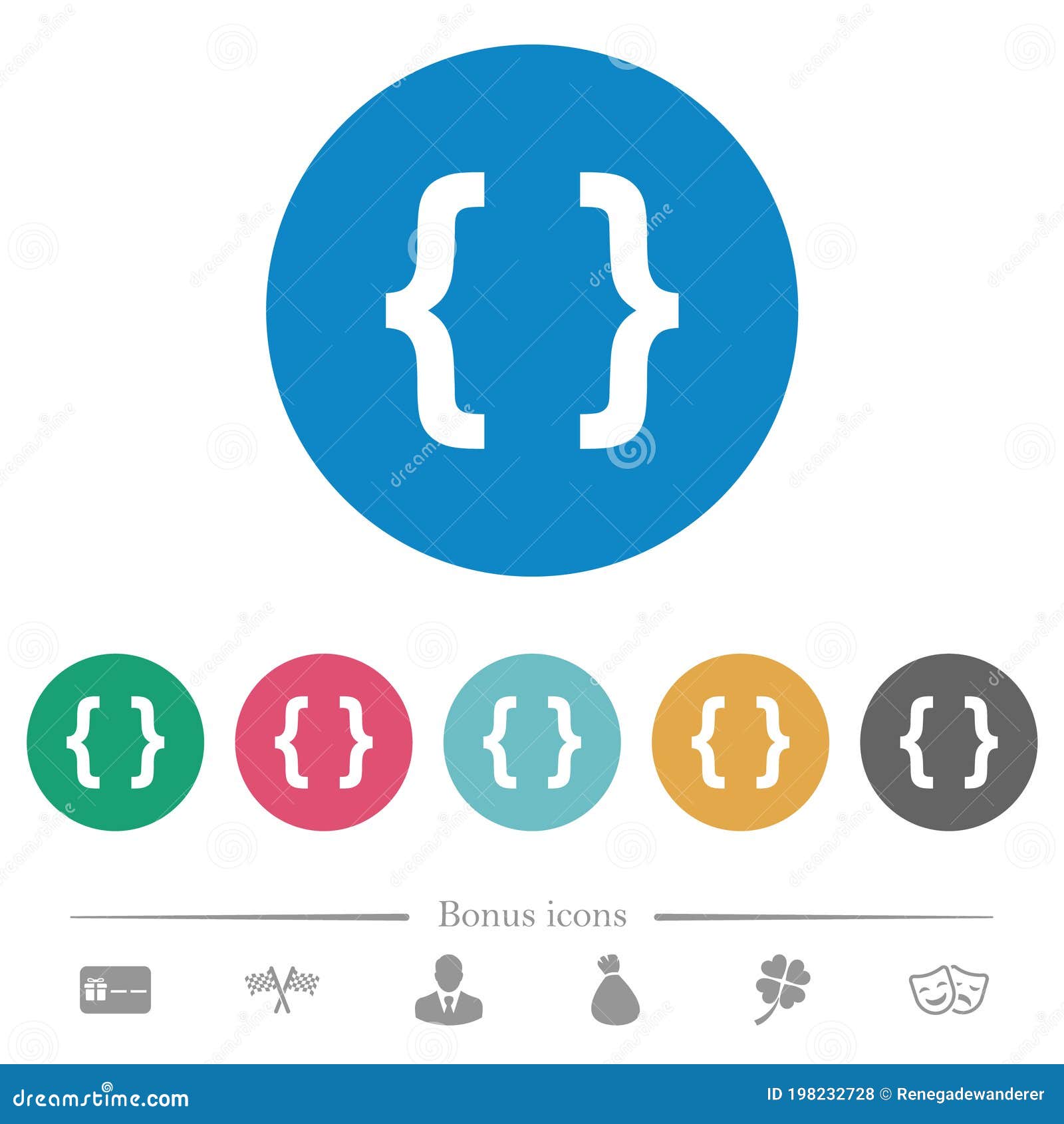 programming code flat round icons