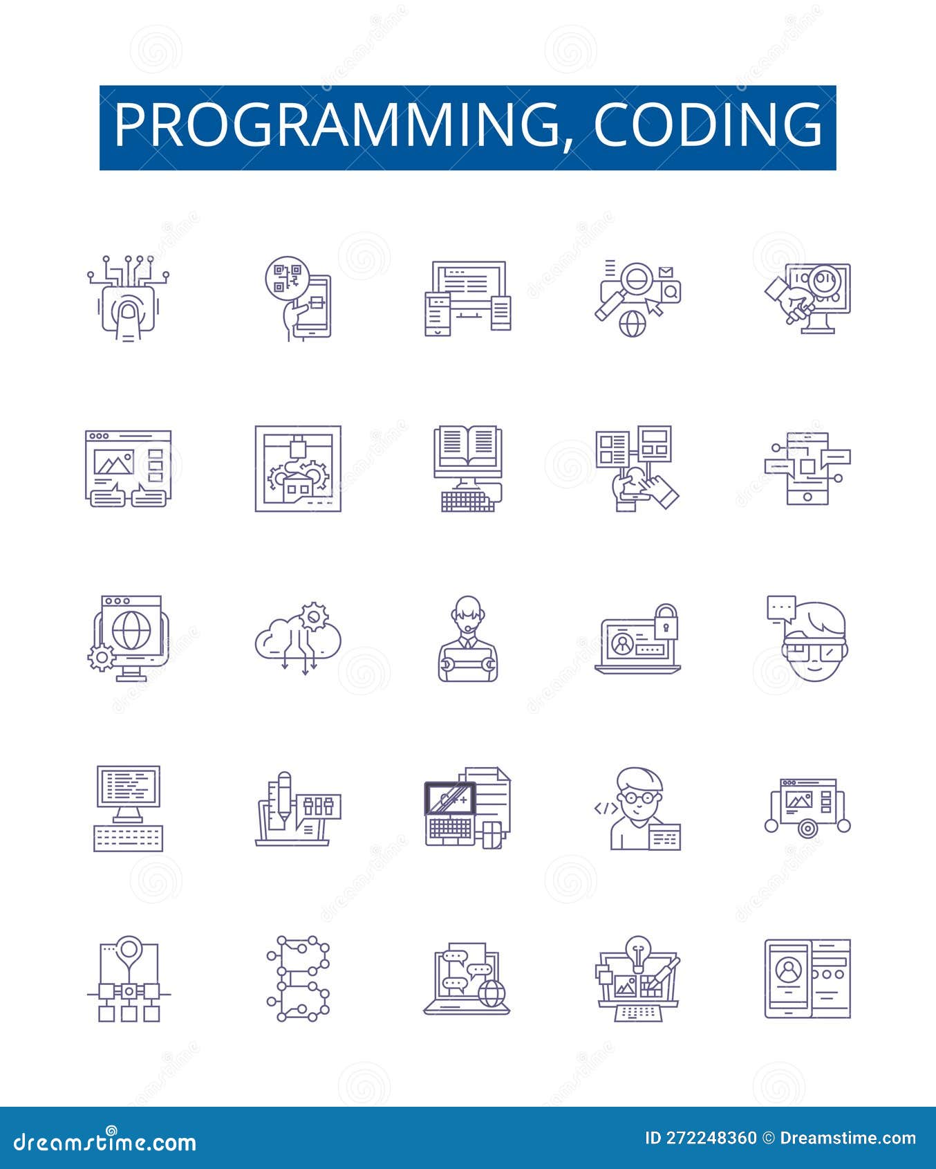 Programming, Coding Line Icons Signs Set. Design Collection of ...