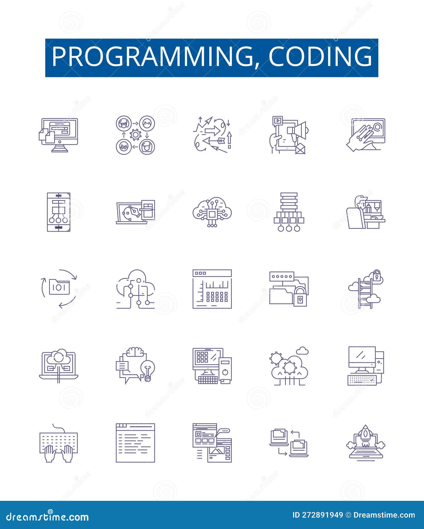 Programming, Coding Line Icons Signs Set. Design Collection of ...