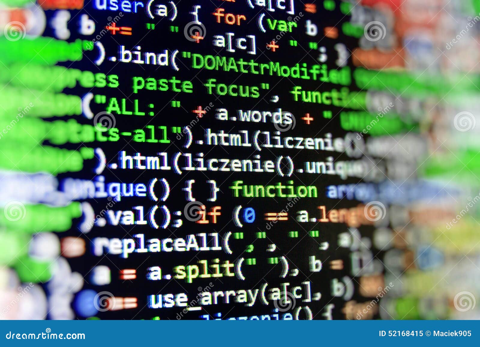 Programming Coding Source Code Screen. Stock Image - Image of ...