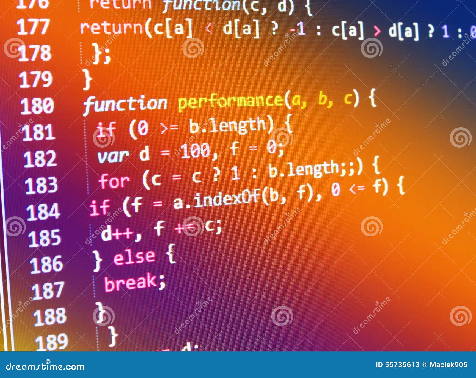 Programming Coding Source Code Screen. Stock Image - Image of byte ...