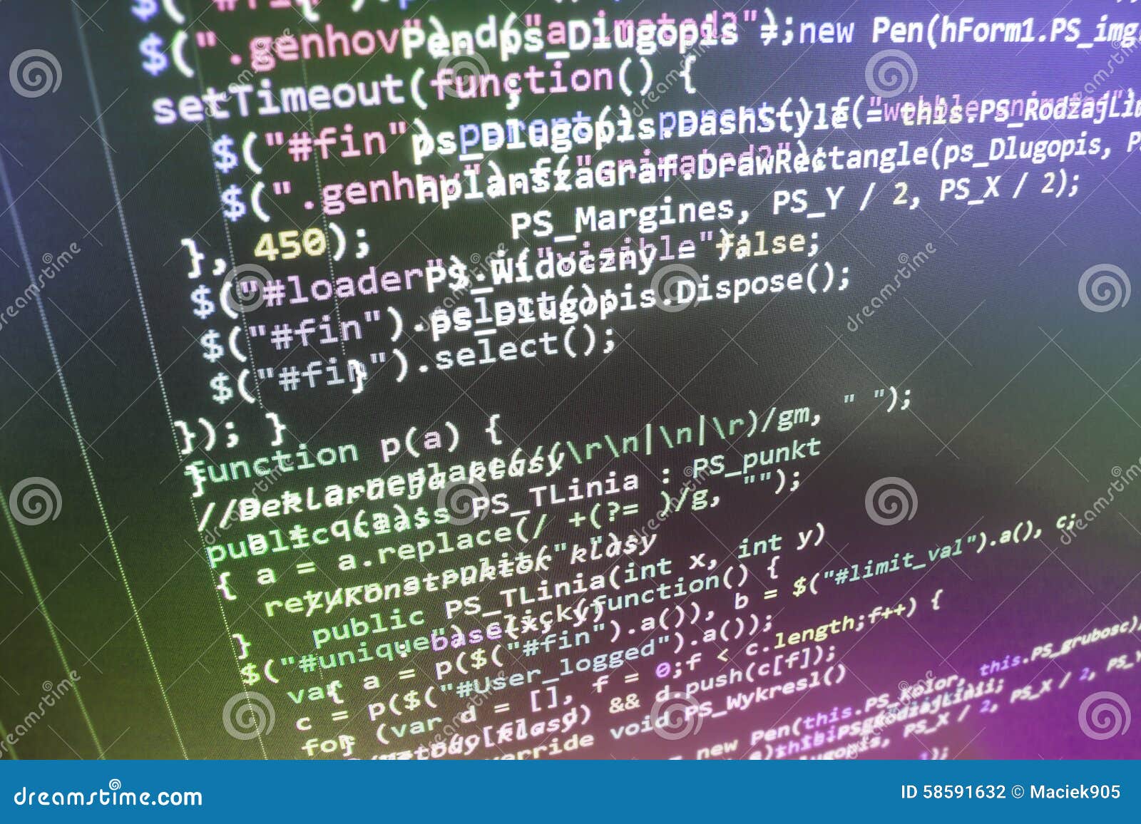 Programming Coding Source Code Screen. Stock Photo - Image of element ...