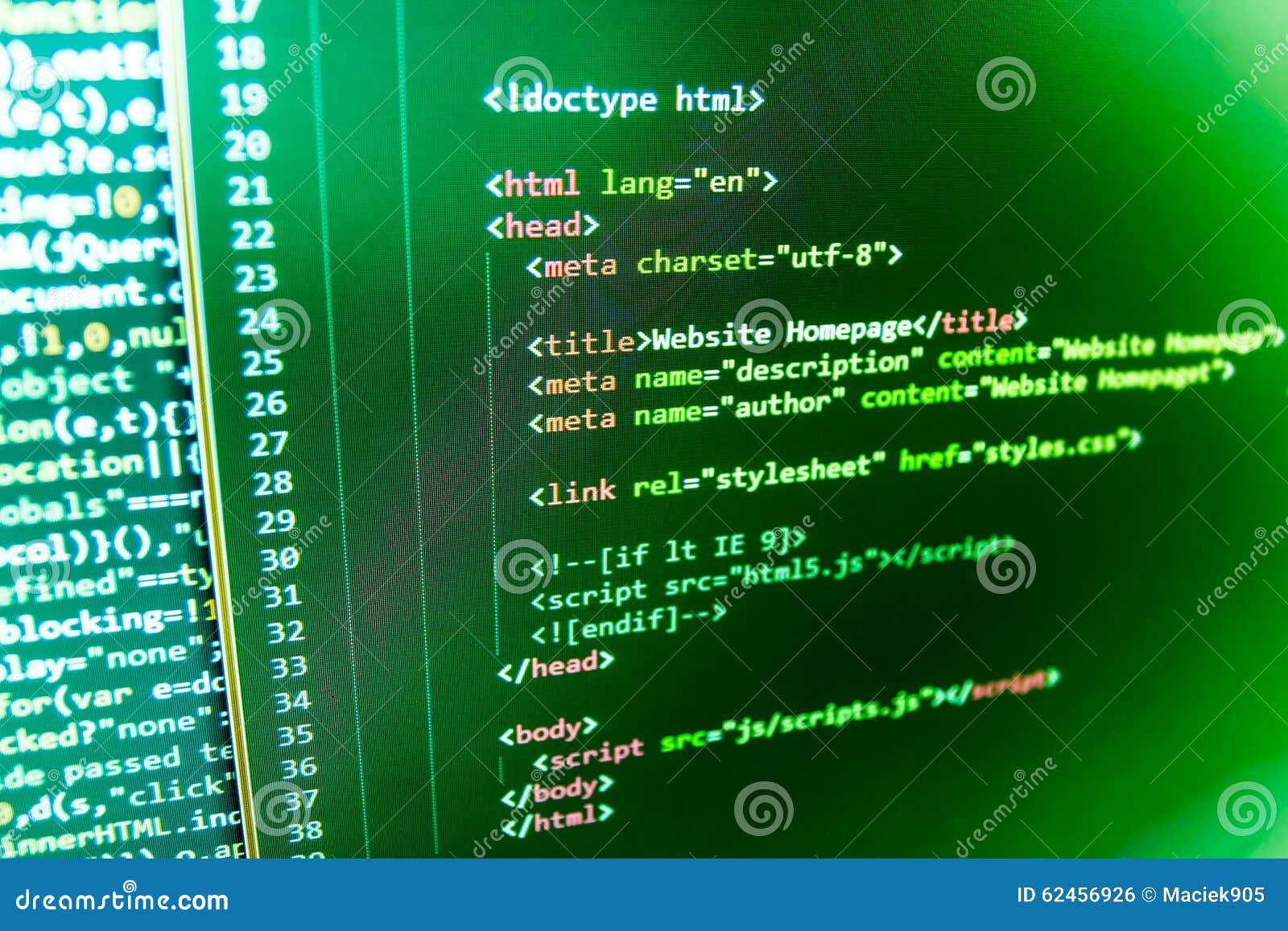 Programming Coding Source Code Screen. Stock Photo - Image of blue ...