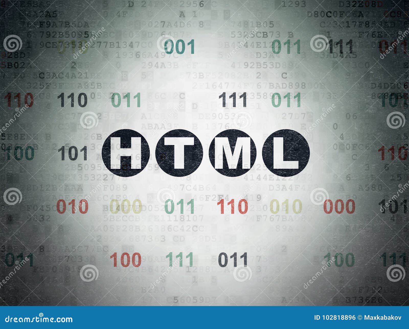 Programming Concept: Html On Digital Data Paper Background Stock ...