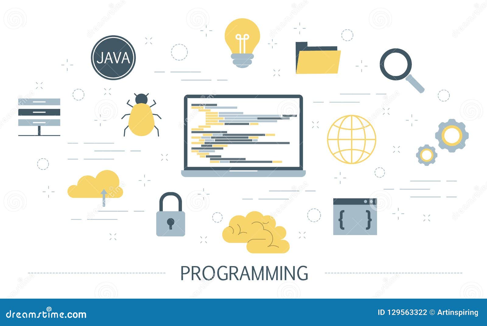 Programming Concept. Idea of Working on Computer Stock Vector ...