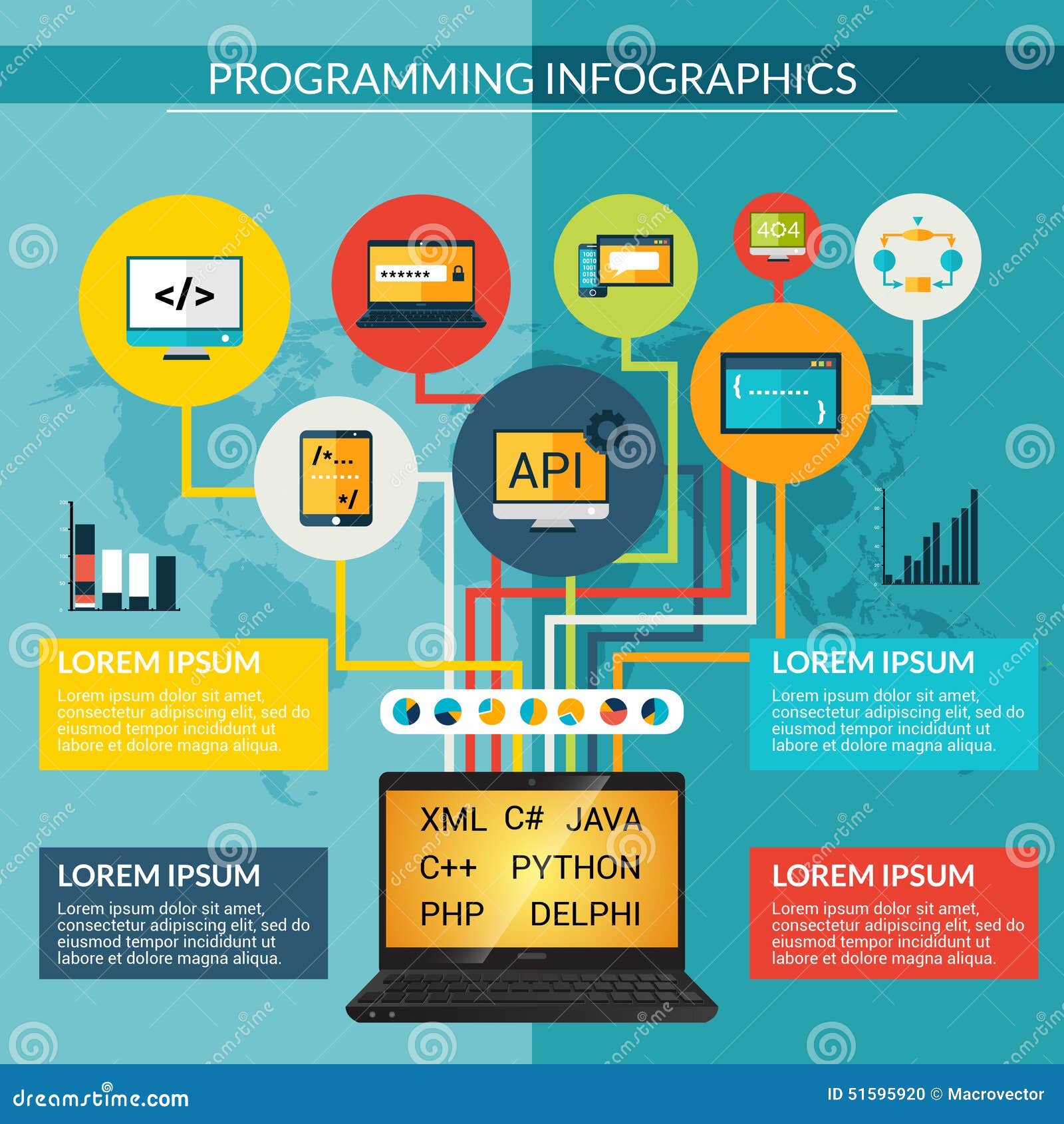 Programming Infographics Set Stock Vector - Illustration of development ...