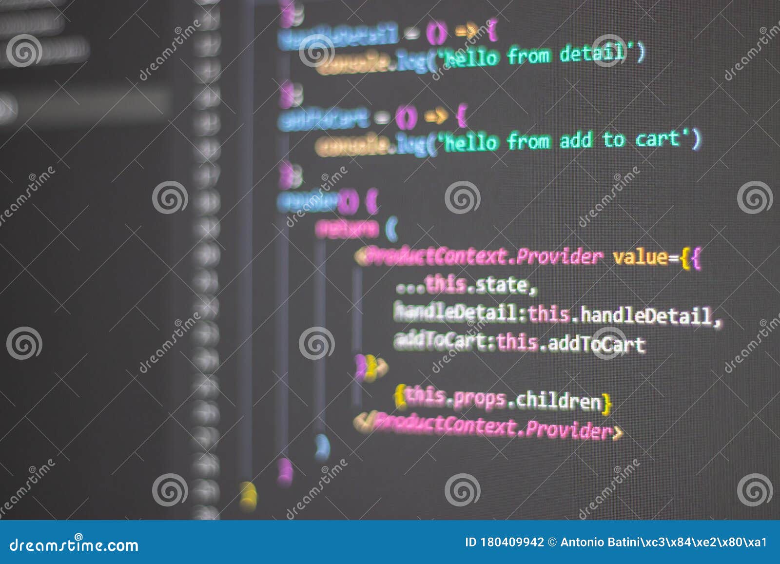 Programming Language on Black Screen Background, Javascript React Code  Stock Photo - Image of html, coding: 180409942