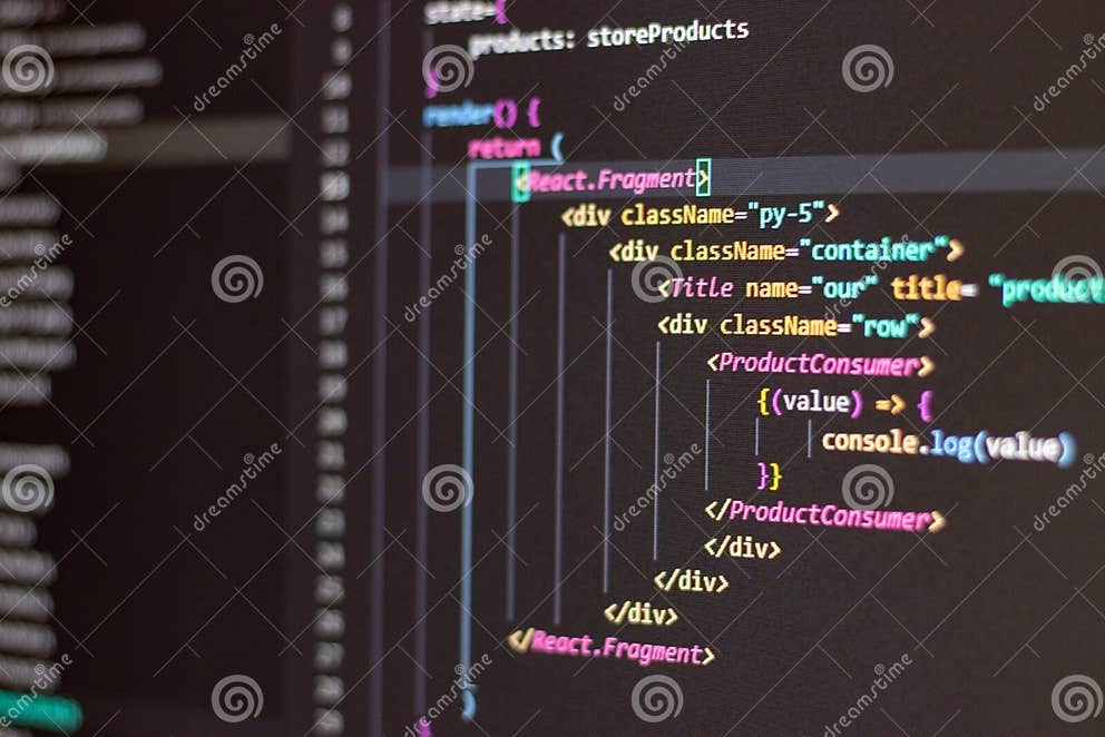 Programming Language on Black Screen Background Stock Photo - Image of ...