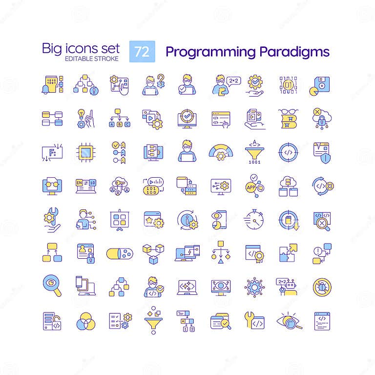Programming Language Paradigms RGB Color Icons Set Stock Illustration ...