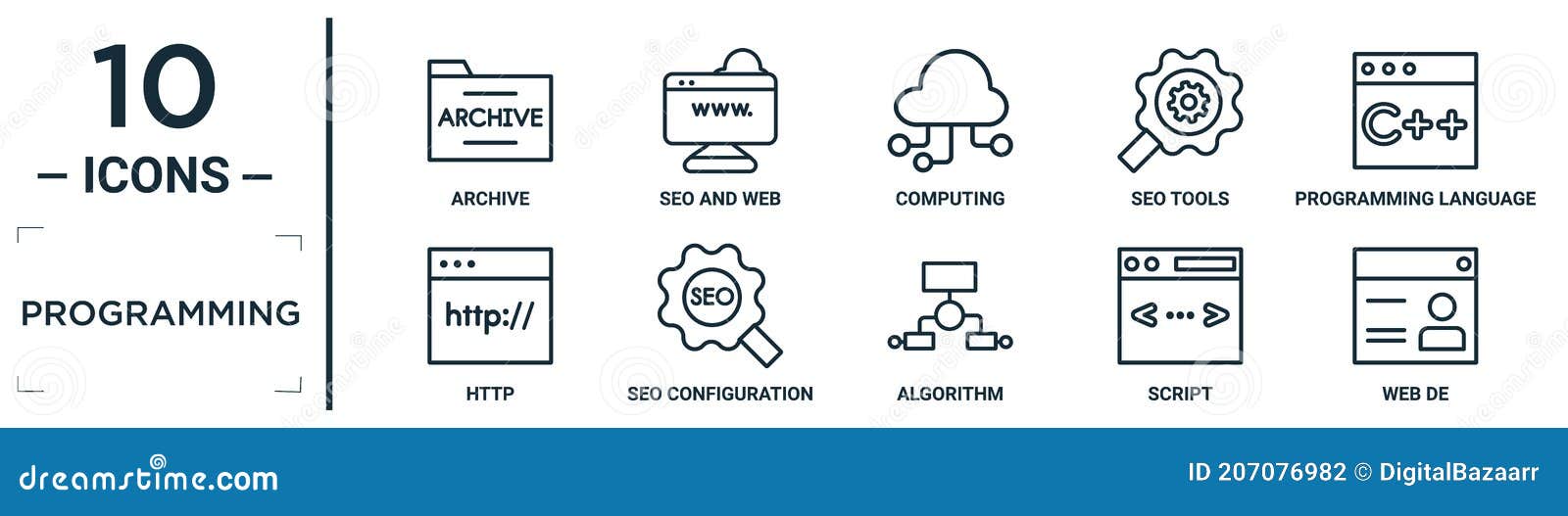Programming Linear Icon Set. Includes Thin Line Archive, Computing ...