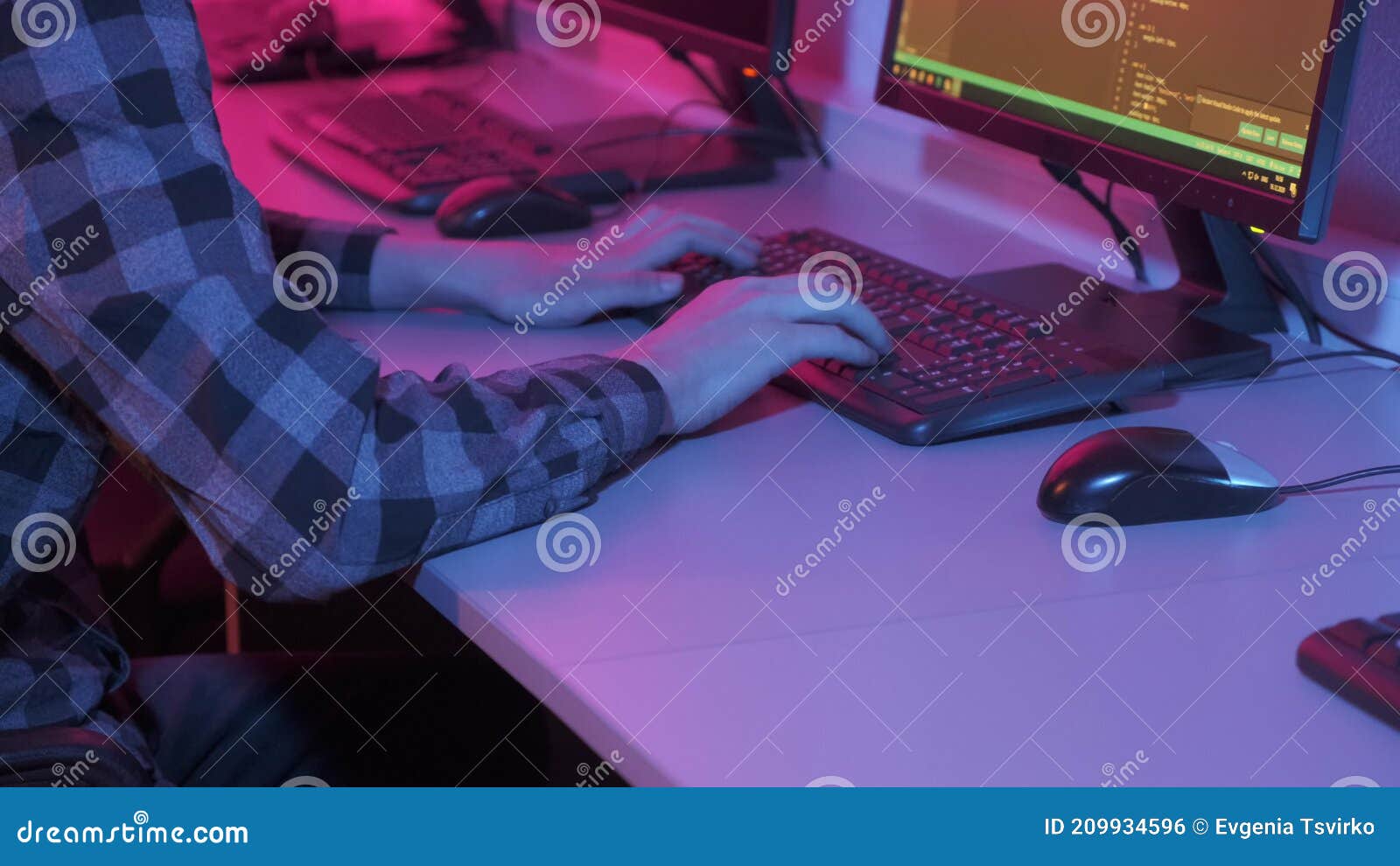 Programming. a Person Working on a Computer in it Writes Codes Stock ...